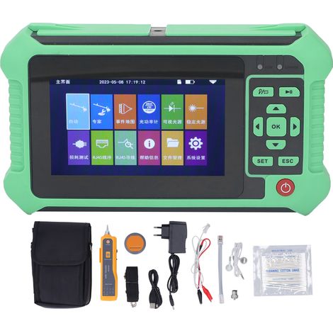 Analyseur Réflectomètre Optique OTDR 1310/1550nm, Écran Tactile 4,3 Pouces, Testeur Fibre avec OPM VFL et Localisateur de Ligne, Prise UE 100-240V (1/5)