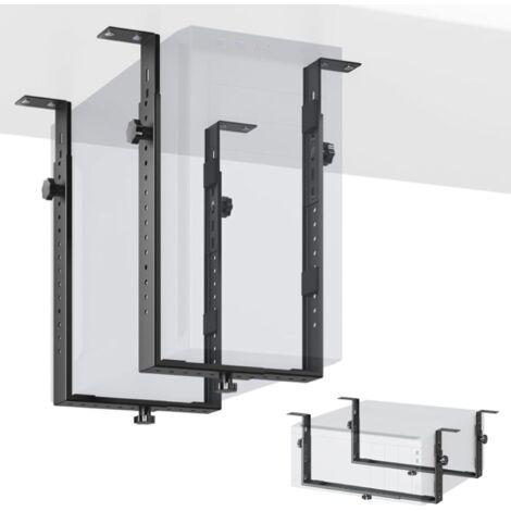 Support PC sous table, support sous bureau, support de bureau réglable en hauteur pour boîtier d'ordinateur, capacité de charge jusqu'à 35 kg, montage peu encombrant pour bureau (1/5)