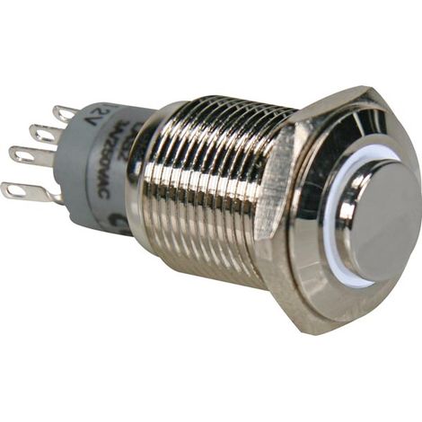Interruptor redondo alto de metal - spdt 1na 1nc - anillo blanco (1/2)