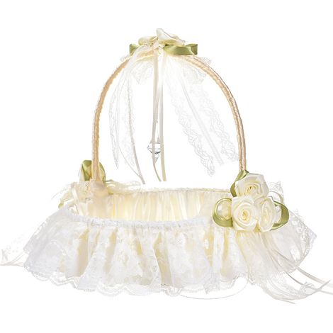 Romantischer Blumenkorb, weißer Blumenkorb für Hochzeiten, eleganter Look, schön, praktisch für Hochzeitsfotografie (1/4)