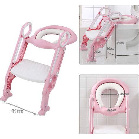 SiFree®Siège de Toilette Echelle pour Bébé Réglable Rose blanc -67 (L) 37 (W) 9.8 (H) (1/5)