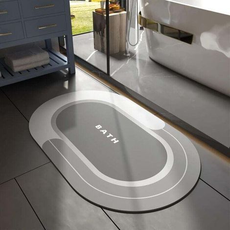 Non-Slip Bath Mat, Quick Dry, Stain Resistant, Easy to Clean, Outdoor Bath Mat, 75x45cm, Grey. (1/4)