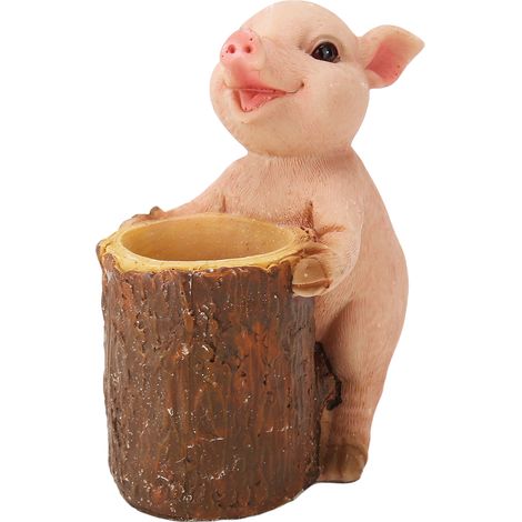 Statue de cochon miniature réaliste en résine peinte à la main, design innovant et mignon, pour décoration intérieure, voiture, extérieur ou jardin. (1/5)