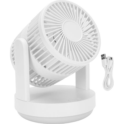 Ventilateur bureau 3 vitesses réglables rechargeable – Oscillant circulateur air avec veilleuse maison chambre beige, ventilation (1/5)