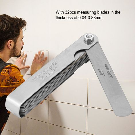 Jeu de 32 lames de calage acier inoxydable épaisseur 0.04-0.88 mm mesure d'entrefer métrique (1/5)