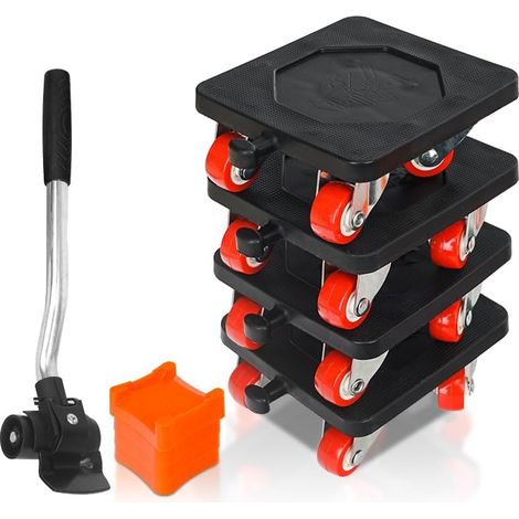 Roulettes pivotantes à 360°, kit de déménagement et système levage (1/5)