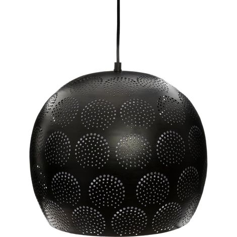 Suspension boule ajourée noire - D.30 x H.26 cm -PEGANE- (1/3)