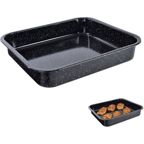Bandeja rectangular esmaltada para asar de 8 l, 41,5 x 36,5 x 7 cm.