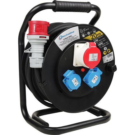 Avvolgicavo Professionale con Prolunga in Gomma 20M, H07RN-F Sezione 5G2,5 per Cantieri e Ambienti di Lavoro, IP44