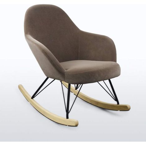 Silla Sillón mecedora hamaca de diseño moderno Eiffel ROCKing en terciopelo - Marrón (1/5)