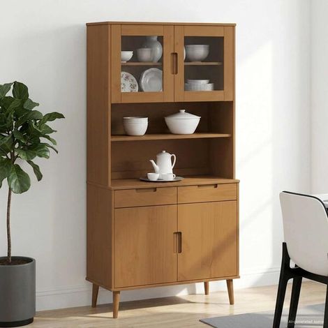 Hutch MOLDE Caramel 90 x 35 x 100 cm Bois de pin massif, Design Moderne (1/5)