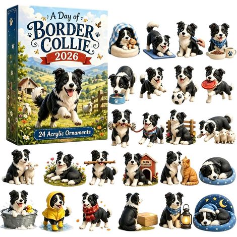 Calendrier de l'Avent Chien Décor Chien 2D Mignon en Acrylique à (1/5)