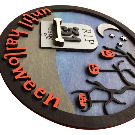 Calendrier de l'Avent Bois Halloween Décoratif Bureau Ornement Fête Maison Décoration Fournitures (1/5)