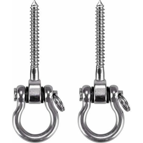 Lot de 2 œillets à vis, crochet de plafond robuste en acier inoxydable 304 à 180° pour aire de jeux intérieure et extérieure, yoga, hamac, corde, balançoire, chaise suspendue, etc. (1/5)