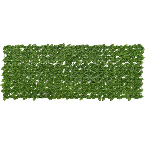 Pantalla de balcón con hojas Verde y amarillo 200 x 75 cm
