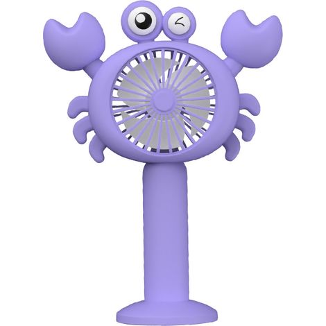 Ventilateur de poche rechargeable USB, mini ventilateur portable pour voyage extérieur, design accroche-cou et de bureau, couleur violette. (1/5)