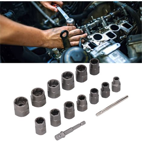 Ausdreher-Set für beschädigte Bolzen aus Chrom-Molybdän-Stahl (15-teilig), 3/8"-Mutter- und Schraubenausdreher. (1/5)