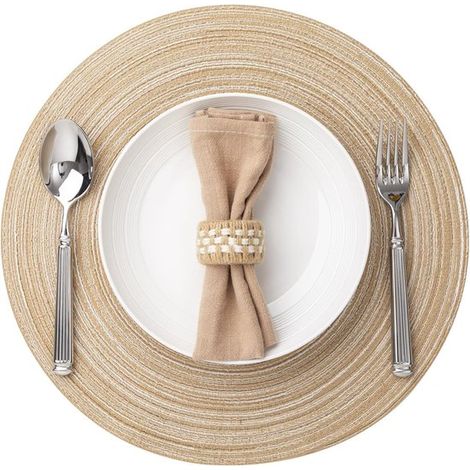 Mantel individual redondo - Resistente al calor - Diseño tejido - 38 cm (1/5)