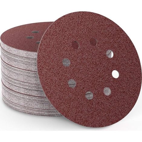 Lot de 80 disques abrasifs de 125 mm pour le polissage du bois et du métal (8 x grain abrasif 40/60/80/100/120/150/180/240/320/400). (1/5)