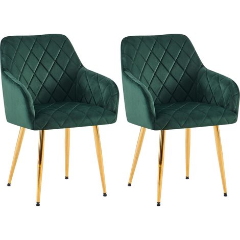 Set di 2 sedie da pranzo in velluto Monett verde Metallo oro