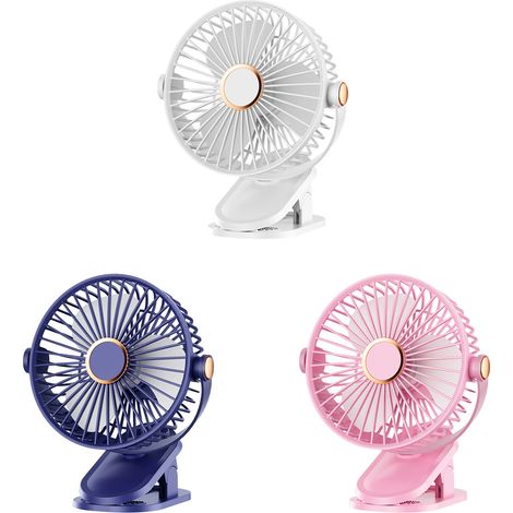 Juego de 3 ventiladores portátiles de escritorio o para acampar, 3 velocidades, potente flujo de aire, abrazadera resistente, funcionamiento silencioso, para tiendas de campaña y hogares. (1/5)