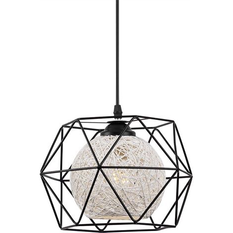 Suspension Industrielle E27 Suspension, Abat-Jour de Plafond, Moderne Minimaliste LED Cuisine Suspension Luminaire Plafonnier Salon Chambre Rustique Suspension (Sans Ampoule) (22cm) (1/2)