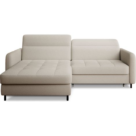Petit canapé d’angle convertible tissu Kunder angle gauche-Beige clair-angle gauche (1/5)
