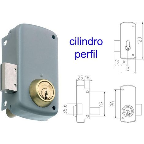 mcm cerradura sobreponer 2556cp-  70-dcha pintada cilindro perfi