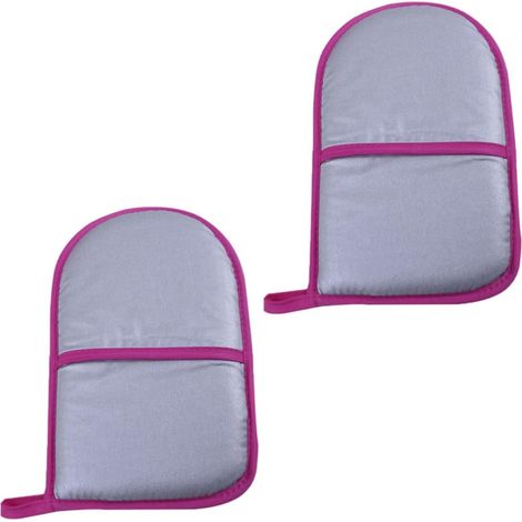 Moufles Isolation Thermique en Coton Anti-brûlure Lot de 2 Pièces 16x26 Cm et Anneau Suspendre Argenté pour Défroisseurs Vapeur Ménagers (1/5)