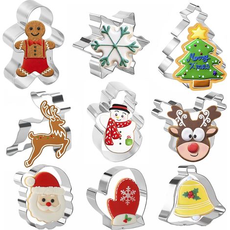 Set 9 emporte pièces Noël inox argent (1/5)