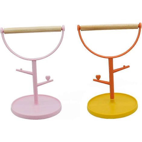 Lot de 2 perchoirs d'entraînement pour perroquets, support en bois pour oiseaux, accessoires pour oiseaux-23X17X15CM-Assorted Color