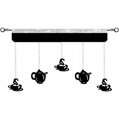 Tenda da cucina traforata, ghirlanda, caffettiera GLAMOUR, tazze da 150 cm