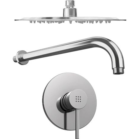 Set doccia tondo cromato Miscelatore incasso monocomando con braccio e soffione 20 cm (1/4)