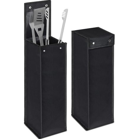 Boîte à outils pour barbecue, accessoires et quincaillerie pour barbecue, sac à outils pliable en tissu Oxford pour barbecue, idéal pour le camping et la randonnée (noir, 2 pièces)-AquaForge (1/5)