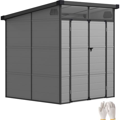 Outsunny caseta de jardín exterior, 3,24 m², 190x191x215 cm, con marco de aluminio, puerta corredera con pestillo, ventana y ventilación, gris claro (1/5)