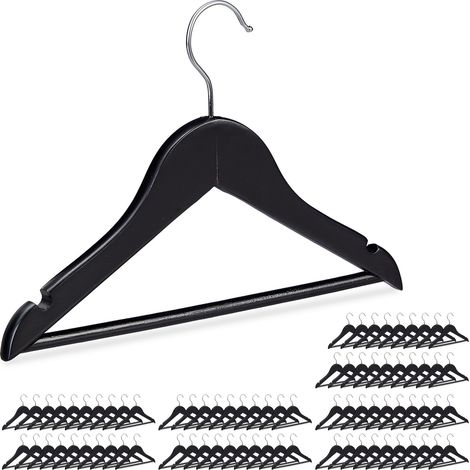 80x Grucce per Bambini, Set Stampelle, Gancio Girevole a 360°, Tacche Laterali, Asta per i Pantaloni, in Legno, Nere