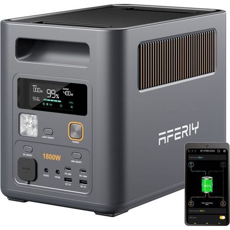 Station électrique portable - AFERIY - P180PRO - 1800W - 1024Wh extensible 5120Wh - Recharge 0-80% en 36 min