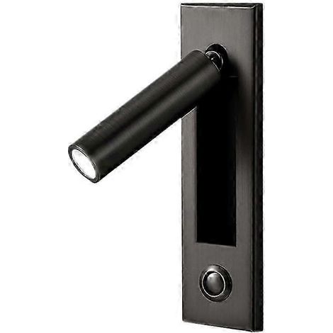 Lampe de lecture encastrée avec interrupteur à bouton-poussoir, compatible avec les têtes de lit et les appliques murales pour le salon et la chambre, noir sobre. WHBYV (1/4)