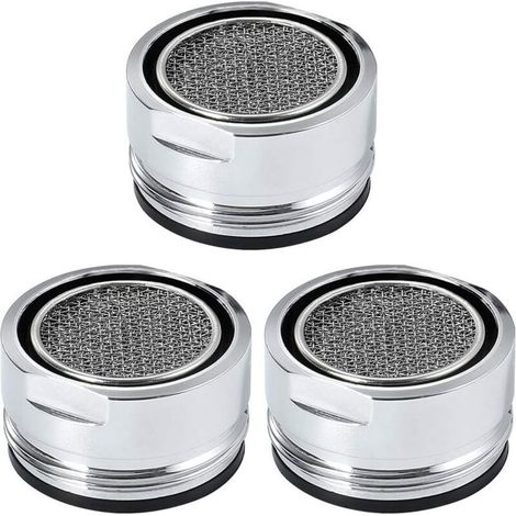 Lot de 3 pièces d'aérateur de robinet, filtre de robinet d'évier, crépine d'évier en acier inoxydable pour pièces de rechange de robinet de salle de bain de cuisine - Argent (diamètre extérieur 24 mm) (1/5)
