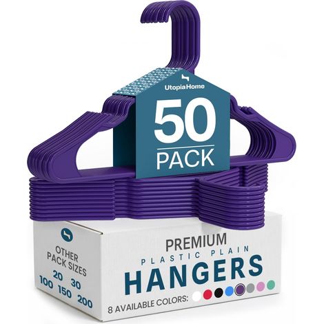 Cintres en Plastique Solide (Lot de 50) - Cintres en Feutre - Durable, antidérapant - Conçu pour Les Vestes délicates - Violet (1/5)
