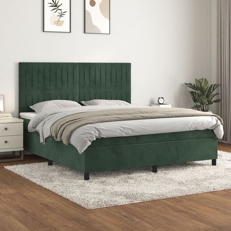 Boxspringbett mit Matratze Dunkelgrün 180x200 cm Samt vidaXL (1/5)