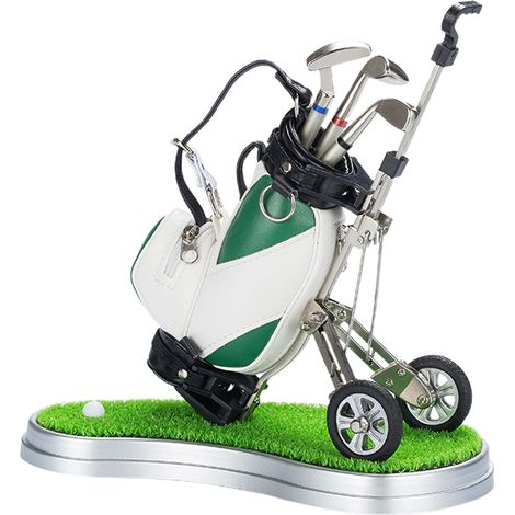 Porte-stylos pour sac de golf, stylos de golf - Sac de miniature avec chariot, 3 stylos clubs de,Souvenirs de, cadeaux de Noël pour papa, mari, golfeurs adultes (1/5)