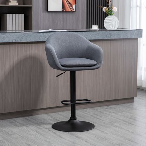 CHICFURN Sgabello da bar regolabile 54 x 54 x 112 cm grigio in acciaio, girevole 360° (1/5)