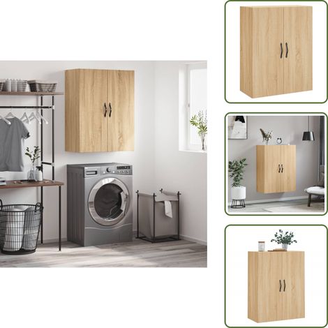 The Living Store Armoire murale chêne sonoma 69,5x34x90 cm bois d'ingénierie - Armoire Murale - Meuble De Rangement - Buffet - Étagère Murale - Commode Murale (1/5)