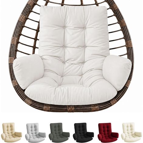 Coussin pour fauteuil suspendu - Coussin de chaise à bascule - Coussin d'intérieur - Coussin de jardin - Coussin épais pour balancelle suspendue - Blanc (1/5)