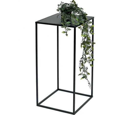 DanDiBo Blumenhocker Metall Schwarz Eckig 60 cm Blumenständer Beistelltisch 96312 L Blumensäule Modern Pflanzenständer Pflanzenhocker