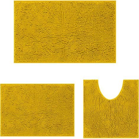 Ensemble 3 Pièces Tapis De Bain, Chenille Douce, Base Antidérapante, Pour Salle De Bain (1/5)