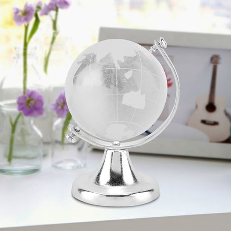Globe terrestre rond en cristal, carte du monde, boule décorative en verre argenté, cadeau pour la maison ou le bureau (1/5)