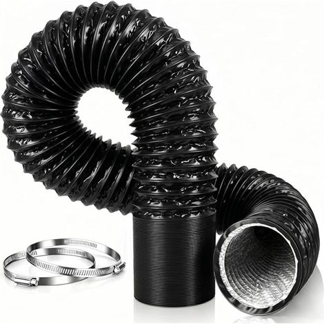 Gaine Ventilation 100mm 5m Tuyau Evacuation Seche Linge Flexible Pvc Tuyau Evacuation Extracteur d'Air Climatisation Sèche-linge Hotte Noir (1/5)