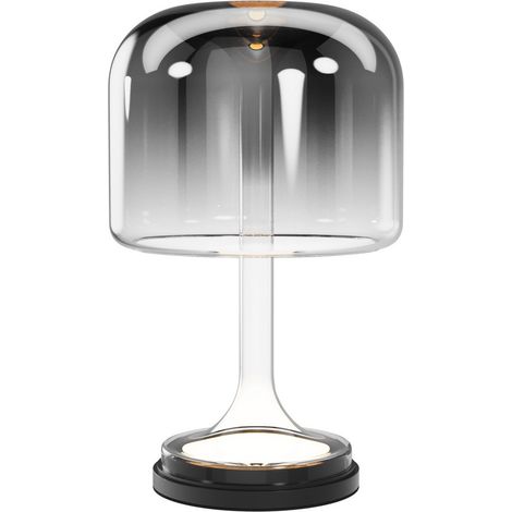 Maytoni Spirito Lampe de table LED intégrée moderne à intensité variable, noire, 3 000 K, 820 lm, abat-jour fumé